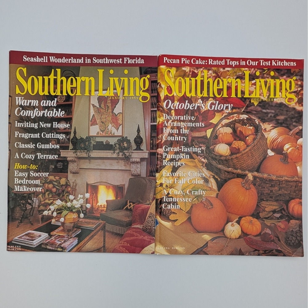 Southern Living Magazine 1998 Lot January October Vintage Home Decor Cooking 2pc